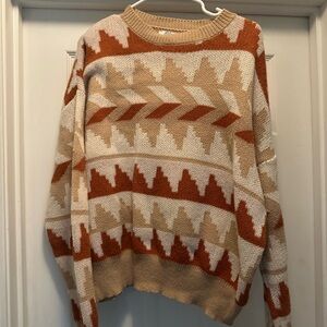 Pilgrim Knit Top in Orange and Beige